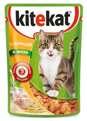 Kitekat паучи с курицей в желе для кошек